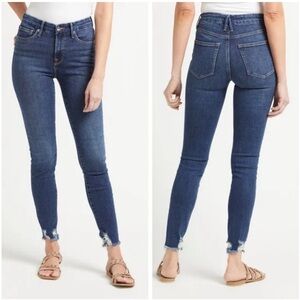 Good American Good Curve Chewed Hem Distressed Skinny Jeans Blue Size 8/29